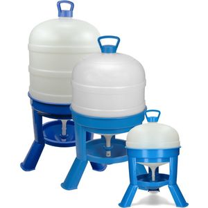Gaun Pluimvee drinktoren – Op pootjes – 16 cm hoog – 20 Liter inhoud – Met sifon – Blauw