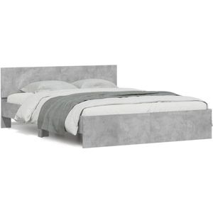 vidaXL - Bedframe - met - hoofdeinde - betongrijs - 140x200 - cm