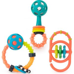 Sassy - Rammelaar en grijpspeelgoed baby - Set van 3 speeltjes - My First Rattle Set
