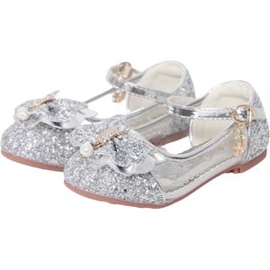 Prinsessen schoenen + Toverstaf meisje + Tiara (Kroon) - Zilver - maat 29 - cadeau meisje - prinsessen schoenen plastic - verkleedschoenen prinses - prinsessen schoenen speelgoed - hakschoenen meisje
