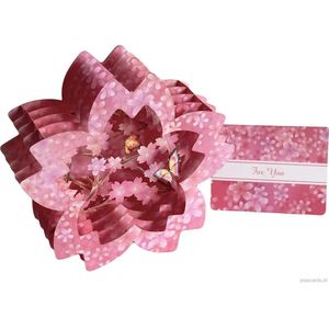 Popcards popupkaarten - Sakura kersenbloesem met dansende Vlinders Bloemen Valentijn Moederdag Liefde Vriendschap pop-up kaart 3D wenskaart