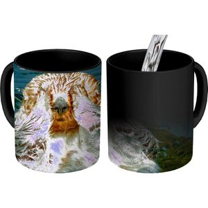 Magische Mok - Foto op Warmte Mokken - Koffiemok - Otter ligt in het water - Magic Mok - Beker - 350 ML - Theemok