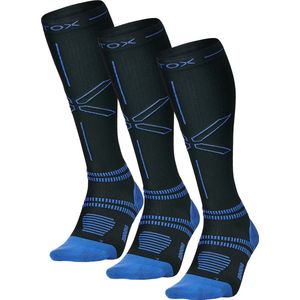 STOX Energy Socks - 3 Pack Hardloopsokken voor Mannen - Premium Compressiesokken - Kleur: Zwart/Blauw - Maat: XLarge - 3 Paar - Voordeel