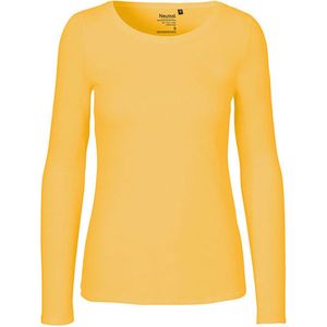 Ladies Long Sleeve T-Shirt met ronde hals Yellow - M