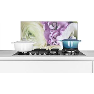 Spatscherm keuken 70x30 cm - Kookplaat achterwand Bloemen - Rozen - Natuur - Muurbeschermer - Spatwand fornuis - Hoogwaardig aluminium