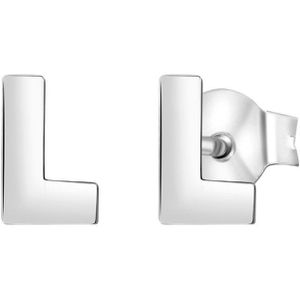 Lucardi Kinderen Oorbellen alfabet - Oorbellen - Moederdag Cadeautje - Echt Zilver - Zilverkleurig