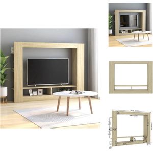 vidaXL TV-meubel - Sonoma Eiken - 152 x 22 x 113 cm - Met 2 open vakken en zijschappen - Kast
