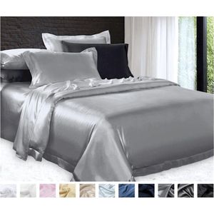 Zijden dekbedovertrek,Zilver grijs 140x220cm, 100% zijde,600thread count (22momme)