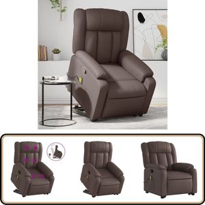 vidaXL Sta-op-massagestoel - Verstelbaar - Kunstleer - Bruin Sta-op Massagestoel - Massagerstoel - Elektrisch Opstaande Stoel - Ergonomische Stoel - Bruine Stoel