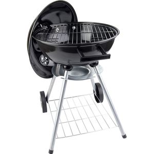 Houtskoolbarbecue Kogelbarbecue 45x60 cm Ronde Barbecue Wielen Met Deksel - Zwart