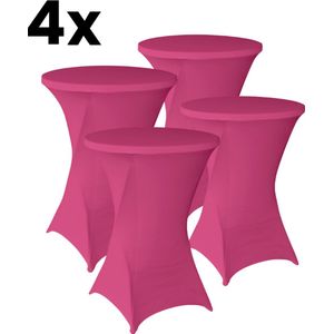 Statafelrok Roze 4x – Extra dik & Sterk - ∅80-85 x 110 cm – Tafelhoezen voor Statafel – Partytafel Tafelrok – Stretch 4 stuks Statafelhoes - Sta Tafel Hoes - Staantafelhoes – Trouwerij - Rebuust en weerbestendig – Cocktailparty