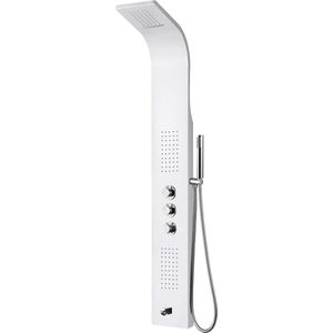 Douchepaneel - Douchekolom - Douchezuil - Lonis Santi - 160x20cm - Thermostatisch - RVS - Wit