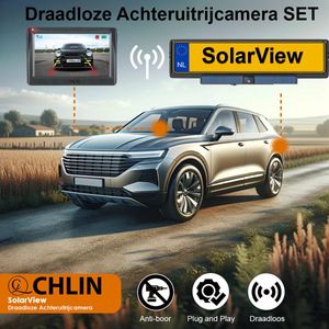CL CHLIN® Solar View - Draadloze Achteruitrijcamera met ingebouwde accu en zonnepanelen incl scherm - achteruitrijcamera's - achteruitrij camera kentekenplaat - achteruitrijcamera's - achteruitrijcamera's voor caravan - parkeercamera draadloos