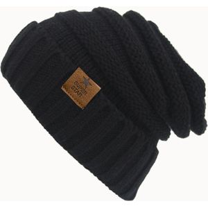 Zwarte gebreide muts | Gevoerd | fleece | Dames en Heren beanie