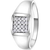 Lucardi Jongens - Kinder ring met plating - Zirkonia - Cadeau - Echt Zilver - Zilverkleurig