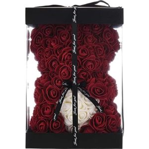 Rozen Teddybeer - 25cm hoog - Valentijnsdagcadeau - Geschenkdoos - Bruilofts cadeau - Rozenbeer