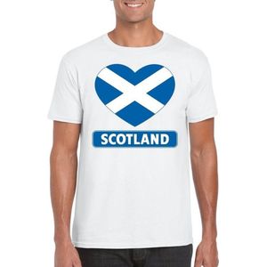 Schotland hart vlag t-shirt wit heren L