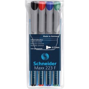 universele marker Schneider Maxx 223 F non-permanent etui a 4 stuks assorti doos met 40 stuks