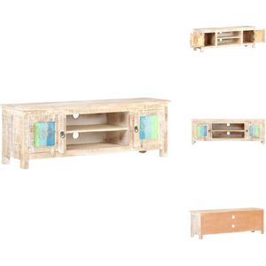 vidaXL TV-meubel Acacia - 120x30x40 cm - Met bloemontwerp deuren - Kast