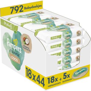 Pampers Harmonie Coco Billendoekjes - 792 Babydoekjes met Biologische Kokosolie