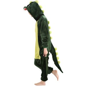 Draak Dino Krokodil (Groen) Onesie Pak Kostuum Outfit Huispak Jumpsuit Verkleedpak - Verkleedkleding - Halloween & Carnaval - SnugSquad - Kinderen & Volwassenen - Unisex - Maat XS voor Lichaamslengte (138 - 145 cm)