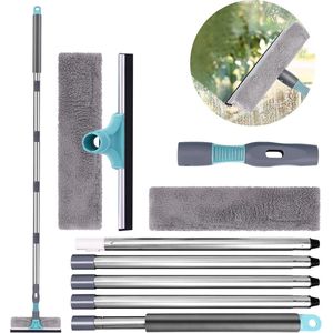 Professionele 2-in-1 raamwisser met telescopische stang van 90 tot 200 cm voor hoge ramen