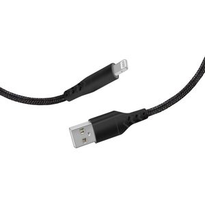 Mobiparts Apple Lightning to USB Braided Kabel 2A 1m - Zwart