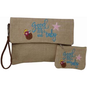 Jessidress Ibiza Style Envelope tas Handtasje met borduursels en Portemonee Handtas van Jutte - Blauw