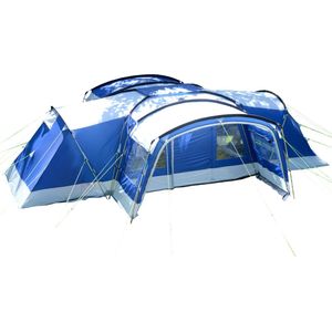 Skandika Nimbus Sleeper 12 Tent – Koepeltenten – 12 persoons familietent - Campingtent – Muggengaas – Sleeper technology (3 extra donkere slaapcabines) – 760 x 630 x 215 cm (LxBxH) – 5000 mm waterkolom – Camping, Tuin – Kamperen – blauw/wit