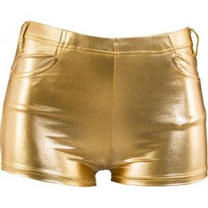 Hotpants goud voor dames verkleed broekje S/M