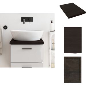 vidaXL Wastafelblad - Wastafelbladen - Blad Voor Wastafel - Tafelblad - Wastafelblad 40x60x(2-4) cm behandeld massief hout donkerbruin