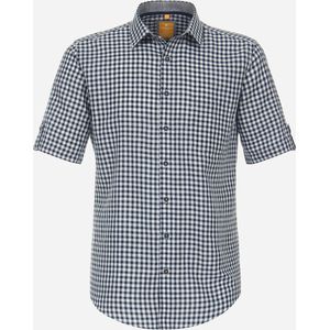 Redmond modern fit overhemd - korte mouw - popeline - blauw geruit - Strijkvriendelijk - Boordmaat: 43/44