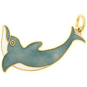 Behave Hanger dolfijn blauw groen emaille 4 cm