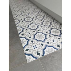 JYG Vloerkleed Orval - Keukenloper - Keukenmat - Vinyl - Vintage - 60x240cm - Blauw - Grijs - Ecru