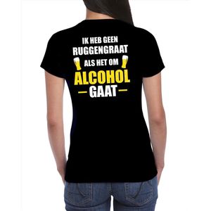 Oktoberfest Geen ruggengraat als het om alcohol / drank gaat fun t-shirt - zwart met wit en gele letters - voor dames - bier drink shirt kleding / outfit / themafeest XL
