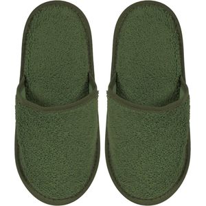 Badslippers Badstof Uni Pure met Zool Kaki Groen Maat 43 - 1 Paar