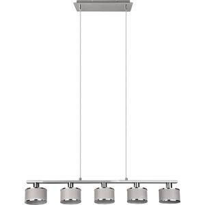 LED Hanglamp - Hangverlichting - Torna Arona - E14 Fitting - 5-lichts - Rechthoek - Chroom - Metaal