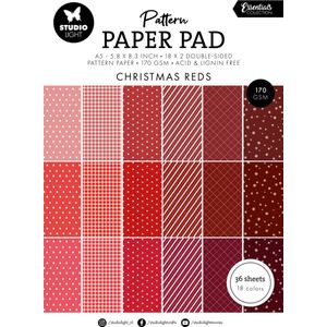 Paper pad A5 36 vel - Double sided pattern Christmas reds nr. 207