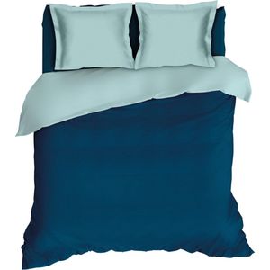 Warme Flanel Dekbedovertrek Uni Blauw/Groen | 240x200/220 | Heerlijk Zacht En Soepel | Ideaal Tegen De Kou