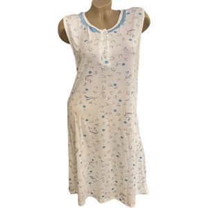 Dames nachthemd mouwloos 6998 bloemenprint XL wit/turqoise