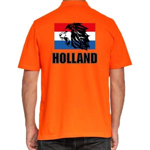 Holland met leeuw en vlag oranje poloshirt Holland / Nederland supporter EK/ WK voor heren S