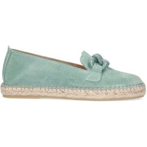 Manfield - Dames - Groene suède espadrilles met chain - Maat 41