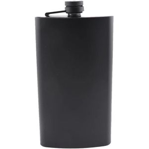 Zwarte RVS heupfles - 354 ml / 12oz - Veldfles zwart - Platvink - Zakflacon - Heupflacon zwart - Drankfles - Drankflacon - Zakfles