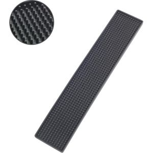 Afdruipmat Slim zwart, extra smalle rubberen mat met noppenstructuur voor het drogen van servies en glazen, spoelbakmat van hoogwaardig kunststof, vaatwasmachinebestendig, 8 x 42 cm