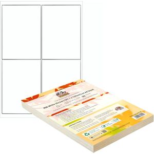 Zelfklevende Adresetiketten A4 - 4 Etiketten per Vel, 100 Vellen, Gemakkelijk Verwijderbaar, Voor Inkjet en Laser