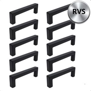 Handgreep zwart RVS 160 MM Dallas - 10 Stuks - Handgrepen keukenkastjes - Handgrepen voor deurtjes - Handgrepen Kast - Handgreep keukenkastjes - Handgreep kast - Meubelbeslag - Keukengreep - deurgreep zwart