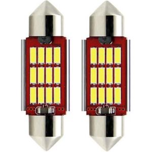 TLVX C5W 36mm Festoon LED Auto lampen / 2 stuks / 36 milimeter / Interieur lamp / Leeslamp / Sfeerverlichting dakhemel / Interior License Bulb / Buislamp / Kofferbak lamp / Kenteken verlichting / Canbus Storingsvrij / 6000K Wit licht / 12V