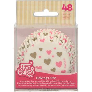 FunCakes Baking Cups Papier - Hartjes - 48 Stuks - Cupcake en Muffin Vormpjes