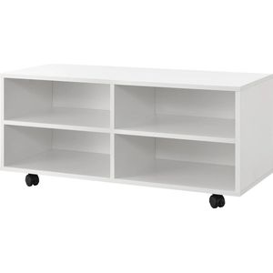 In And OutdoorMatch Opbergkast Coby - Op Wielen - 90x35x41 cm - Wit - Spaanplaat - Modern Design