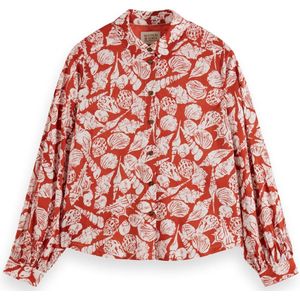 Scotch & Soda Printed balloon sleeve shirt Dames Blouse - Maat 42